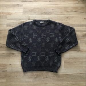 Vintage Purple Charcoal Wool Blend Made in Italy Crewneck Sweater